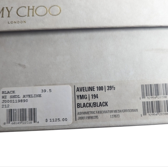 NIB Jimmy Choo Black Aveline 100 Bow Stiletto Heel Sandal Size 39.5 - Picture 7 of 8